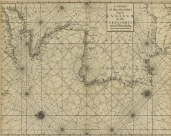 New Pamono Antique Sea Chart of the Coastline from England to Gibraltar, 1700s