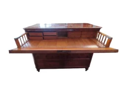 Pamono Antique Secretaire with Drop-Leaf Top Drawer and Internal Drawers in Briar Root, 1890