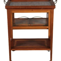 Pamono Antique Serving Trolley with Automatic Pull-Out Removable Tray in Mahoganyy 1900s> Serving Bar Carts & Trolleys
