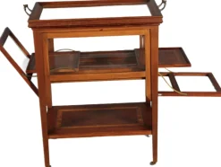 Pamono Antique Serving Trolley with Automatic Pull-Out Removable Tray in Mahoganyy 1900s><noscript><img width=
