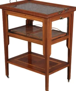 Pamono Antique Serving Trolley with Automatic Pull-Out Removable Tray in Mahoganyy 1900s><noscript><img width=