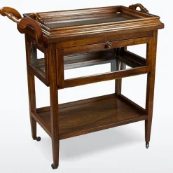 Sale Pamono Antique Serving Trolley with Folding Side Panels and Removable Tray, 1920s