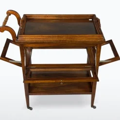Sale Pamono Antique Serving Trolley with Folding Side Panels and Removable Tray, 1920s