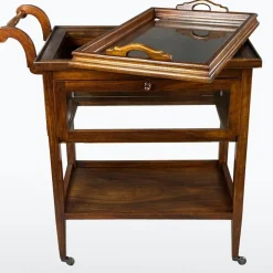 Sale Pamono Antique Serving Trolley with Folding Side Panels and Removable Tray, 1920s