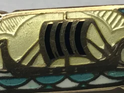 Pamono Antique Silver Gilt and Enamel Viking Ship Brooch by Gustav Gaudernack, 19th Century><noscript><img width=