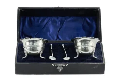 New Pamono Antique Silver Salt Shakers, 1906, Set of 2