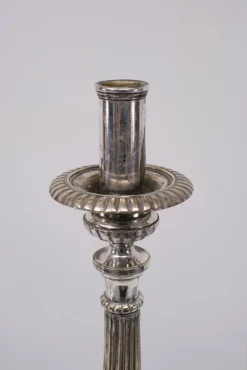 Pamono Antique Silver-Plated Church Candleholders, France, 1850s, Set of 2