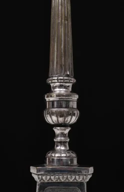 Pamono Antique Silver-Plated Church Candleholders, France, 1850s, Set of 2