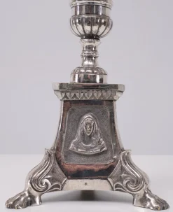 Pamono Antique Silver-Plated Church Candleholders, France, 1850s, Set of 2