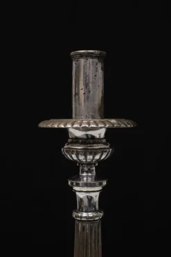 Pamono Antique Silver-Plated Church Candleholders, France, 1850s, Set of 2