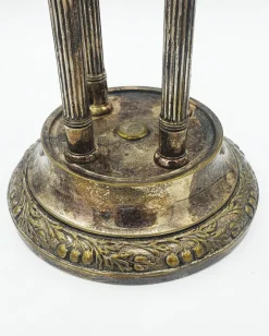 New Pamono Antique Silver-Plated Metal Centerpiece with Glass Bowl