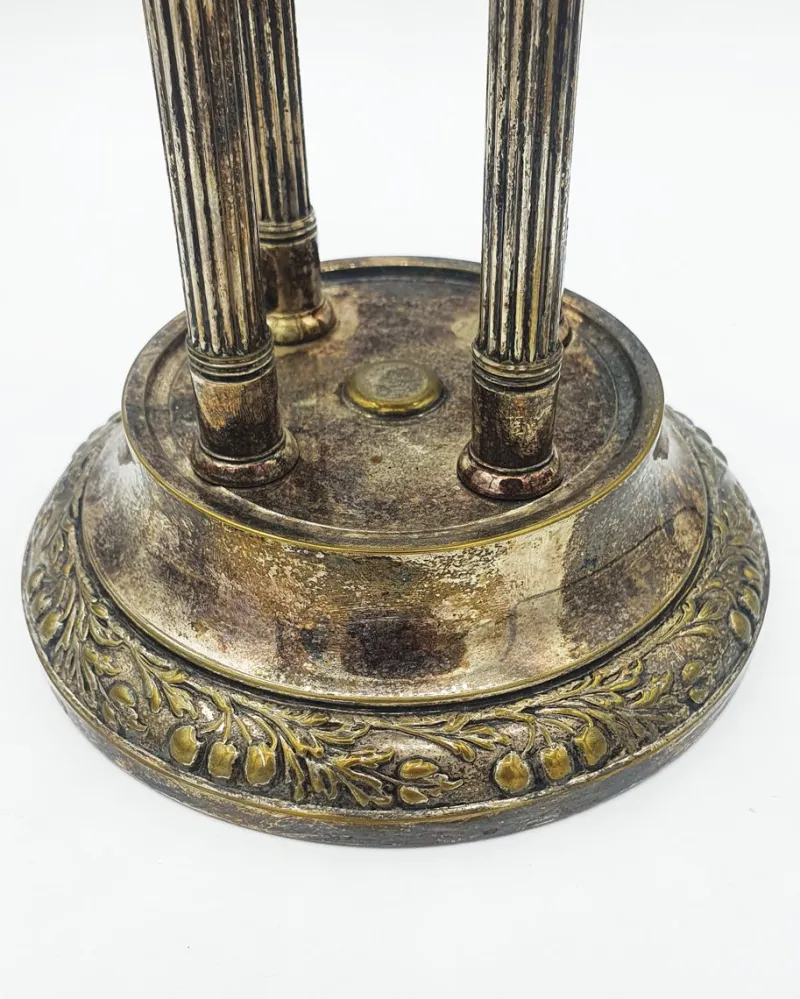 New Pamono Antique Silver-Plated Metal Centerpiece with Glass Bowl