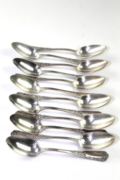 Online Pamono Antique Solid Silver Soup Spoons, 1900s, Set of 12