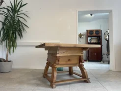 Pamono Antique Solid Wood Farmhouse Table> Worktables & Workbenches