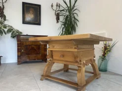Pamono Antique Solid Wood Farmhouse Table> Worktables & Workbenches