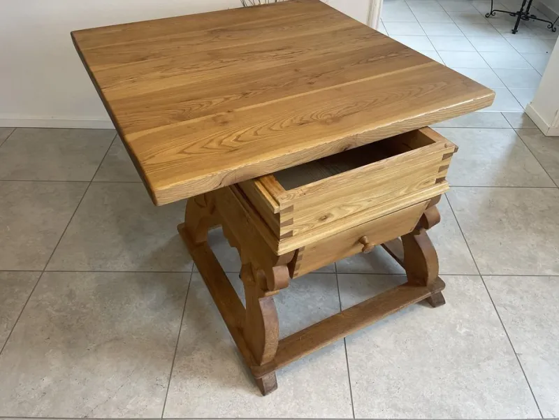 Pamono Antique Solid Wood Farmhouse Table> Worktables & Workbenches