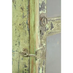 Pamono Antique Solid Wood Wall Display Case with Green Patina><noscript><img width=