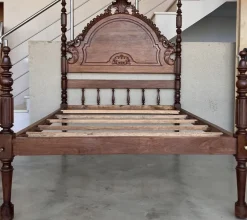 Pamono Antique Spanish Bed with Wood Slabs, 1900