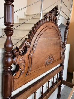 Pamono Antique Spanish Bed with Wood Slabs, 1900
