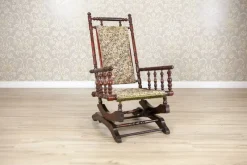 Clearance Pamono Antique Spring Rocking Chair in Floral Fabric, 1890s