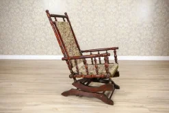 Clearance Pamono Antique Spring Rocking Chair in Floral Fabric, 1890s