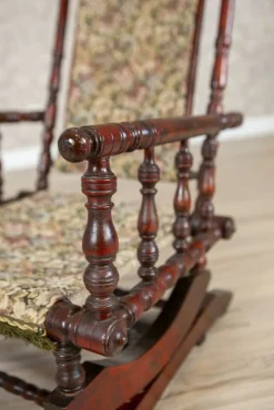 Clearance Pamono Antique Spring Rocking Chair in Floral Fabric, 1890s