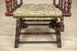Clearance Pamono Antique Spring Rocking Chair in Floral Fabric, 1890s