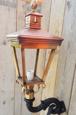 Pamono Antique Square Cast Iron and Copper Wall Lantern> Garden Lighting