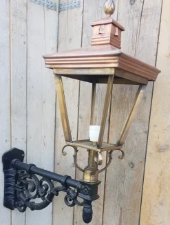 Pamono Antique Square Cast Iron and Copper Wall Lantern> Garden Lighting