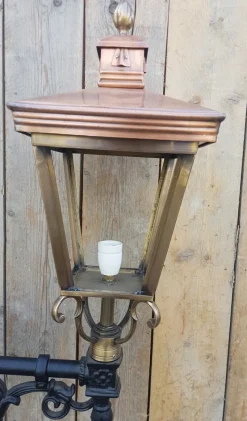 Pamono Antique Square Cast Iron and Copper Wall Lantern><noscript><img width=