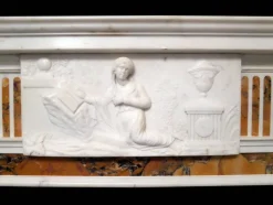 Hot Pamono Antique Statuary and Convent Sienna Marble Fireplace Mantel