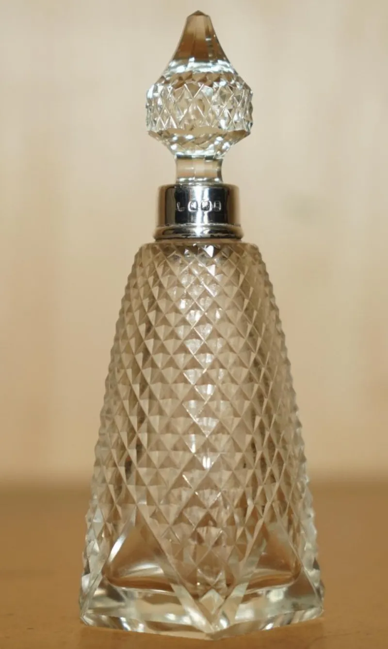 Pamono Antique Sterling Silver Perfume Bottle in Cut Glass Crystal, 1890> Bottles, Carafes & Jugs