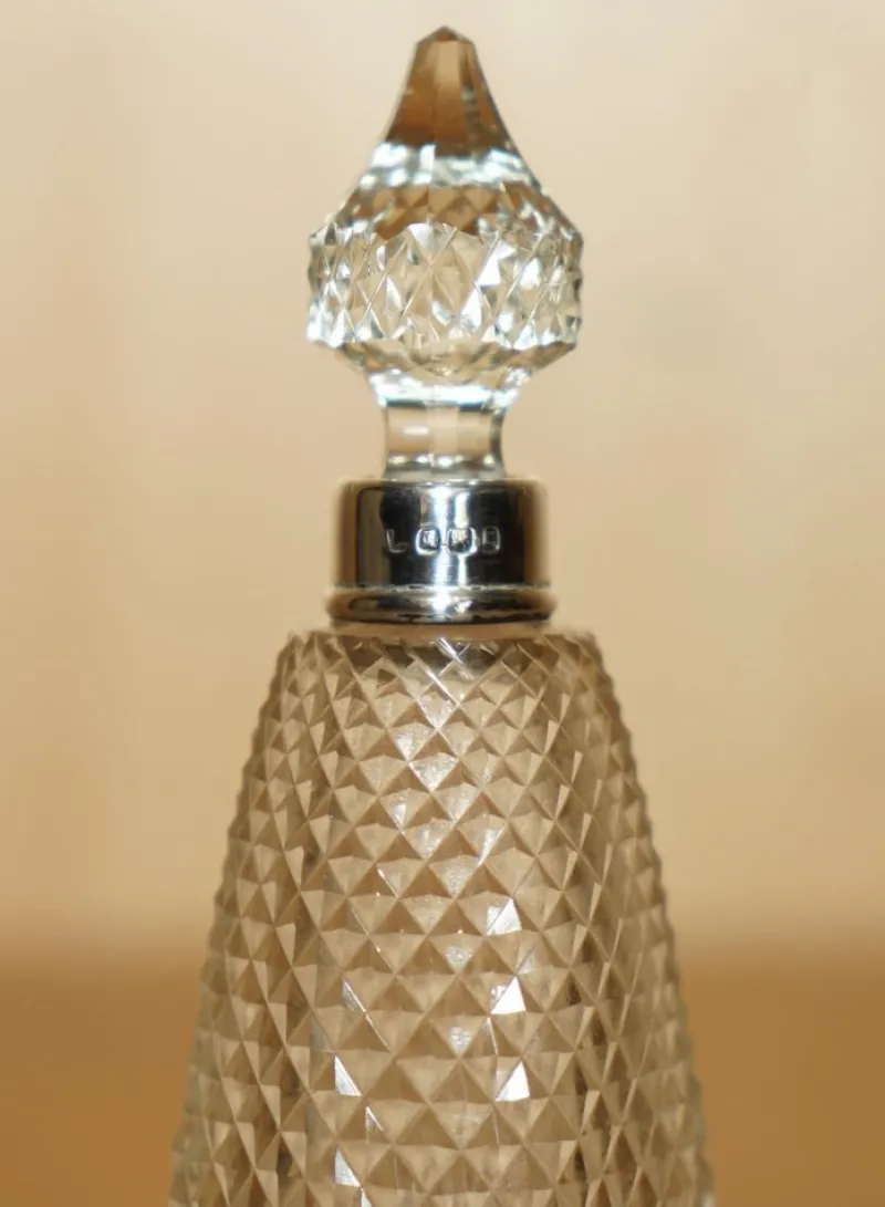 Pamono Antique Sterling Silver Perfume Bottle in Cut Glass Crystal, 1890> Bottles, Carafes & Jugs