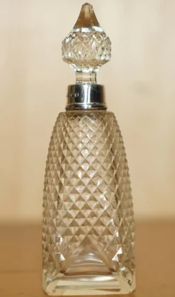 Pamono Antique Sterling Silver Perfume Bottle in Cut Glass Crystal, 1890><noscript><img width=