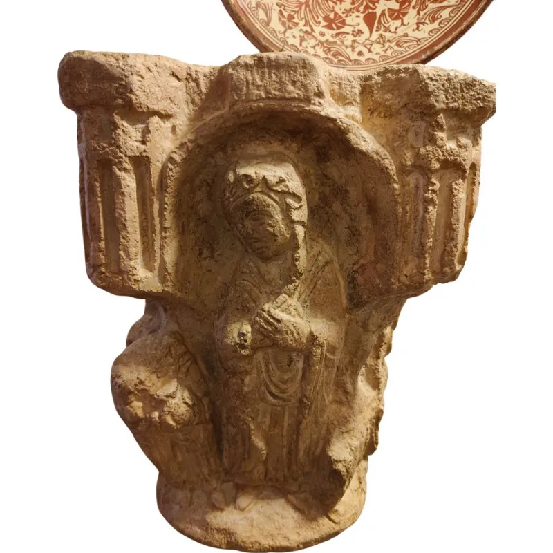 Pamono Antique Stone Capital in Roman Style, 1890> Garden Accessories