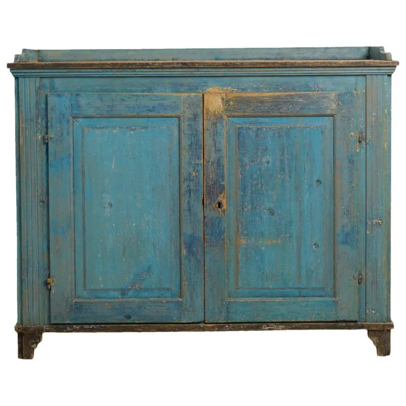Pamono Antique Swedish Gustavian Blue Painted Country Sideboard> Sideboards & Buffets