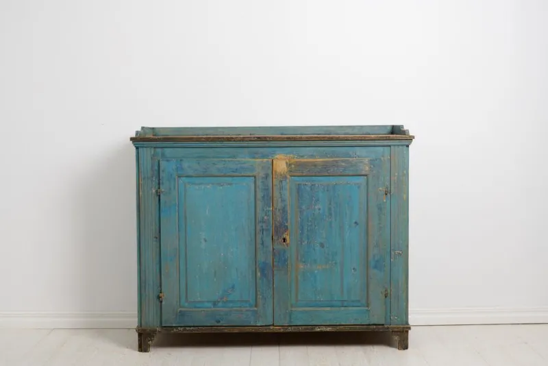 Pamono Antique Swedish Gustavian Blue Painted Country Sideboard> Sideboards & Buffets