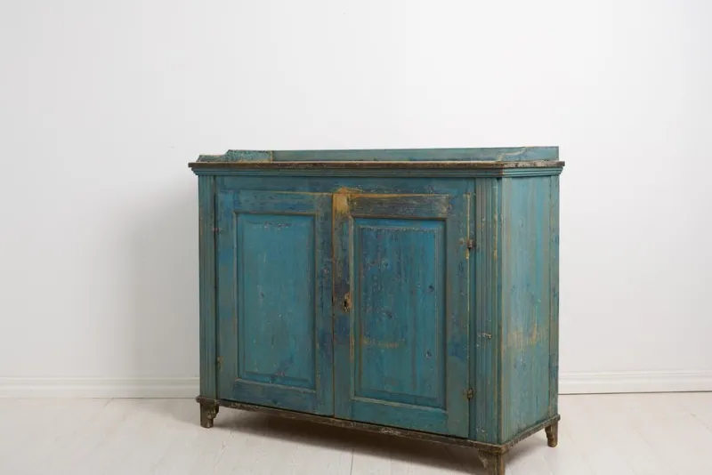 Pamono Antique Swedish Gustavian Blue Painted Country Sideboard> Sideboards & Buffets
