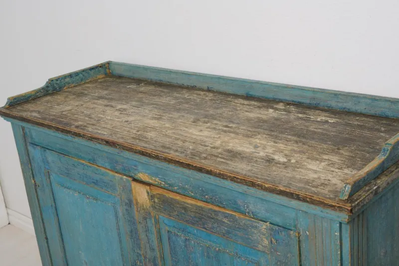 Pamono Antique Swedish Gustavian Blue Painted Country Sideboard> Sideboards & Buffets