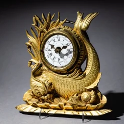 Pamono Antique Table Clock with Dolphin, 1830> Clocks