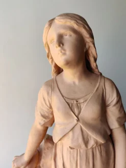 Online Pamono Antique Terracotta Girl with Mandolin Sculpture