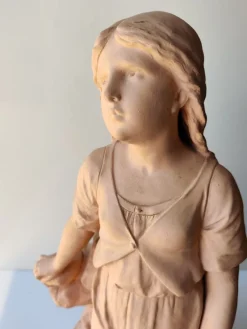 Online Pamono Antique Terracotta Girl with Mandolin Sculpture