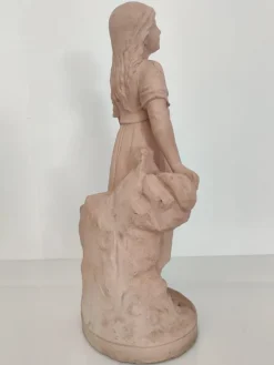 Online Pamono Antique Terracotta Girl with Mandolin Sculpture