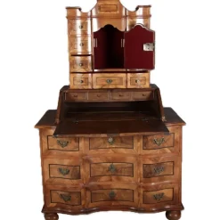Pamono Antique 18th Century Baroque Tabernacle Secretary in Oak with Walnut Veneer, 1730s><noscript><img width=