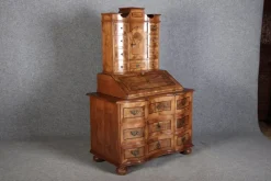 Pamono Antique 18th Century Baroque Tabernacle Secretary in Oak with Walnut Veneer, 1730s><noscript><img width=