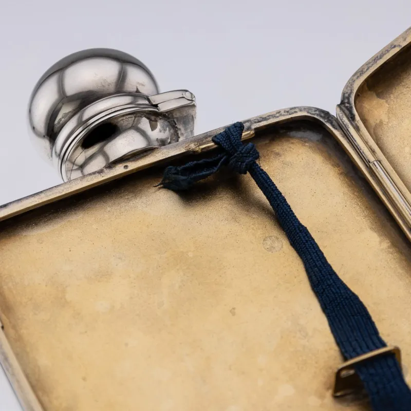 Pamono Antique 20th Century English Silver Hip Flask & Cigarette Case, London, 1903> Bottles, Carafes & Jugs