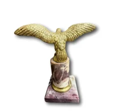 Pamono Antique 19th Century Gilt Bronze Pocket Watch Stand with Eagle Original Gilding Marble Base, 1890s><noscript><img width=