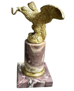 Pamono Antique 19th Century Gilt Bronze Pocket Watch Stand with Eagle Original Gilding Marble Base, 1890s><noscript><img width=