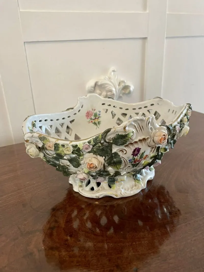 Hot Pamono Antique 19th Century Meissen Work Basket Dish, 1880s