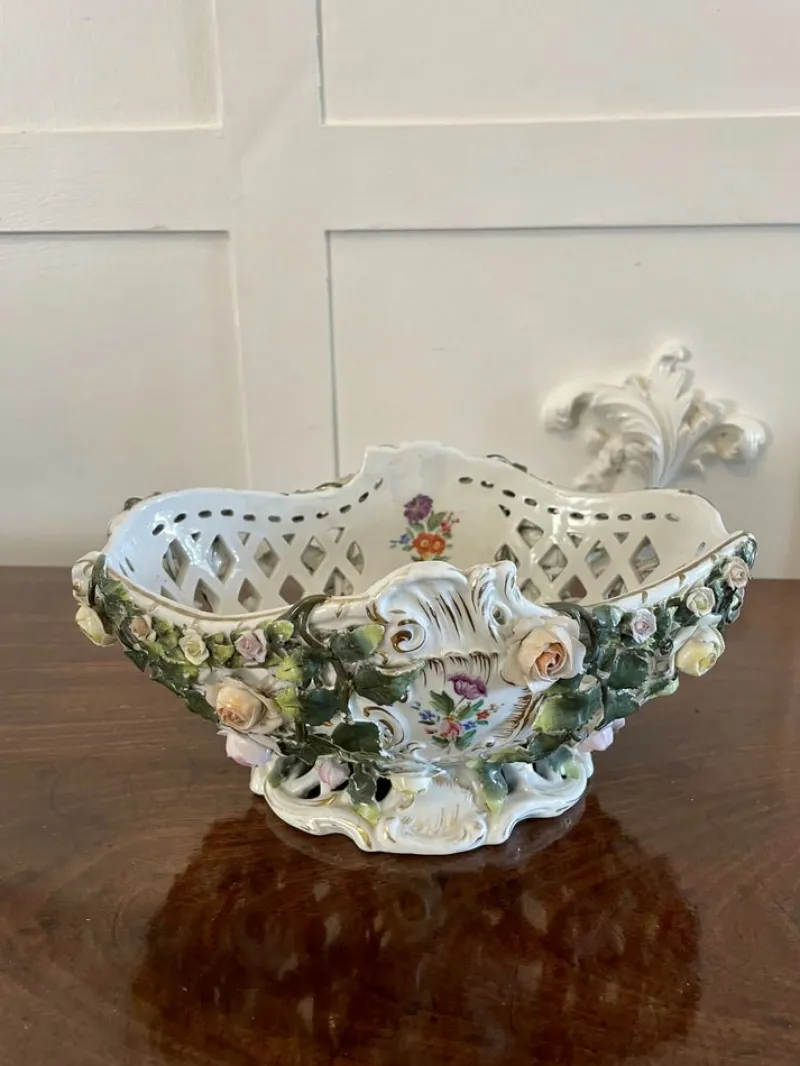 Hot Pamono Antique 19th Century Meissen Work Basket Dish, 1880s